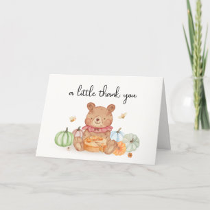 Fall Cutie Pumpkin Pie Teddy Bear Baby Shower  Letterpress Thank You Card
