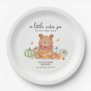 Fall Cutie Pumpkin Pie Teddy Bear Baby Shower Paper Plates