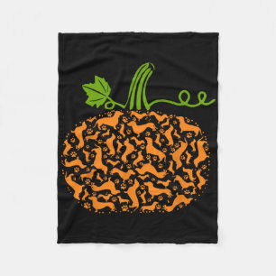 Fall Dachshund Doxin Pumpkin Fun Halloween Dog Lov Fleece Blanket