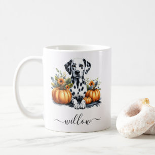 Fall Dalmatian Dog Mug with Personalized Name