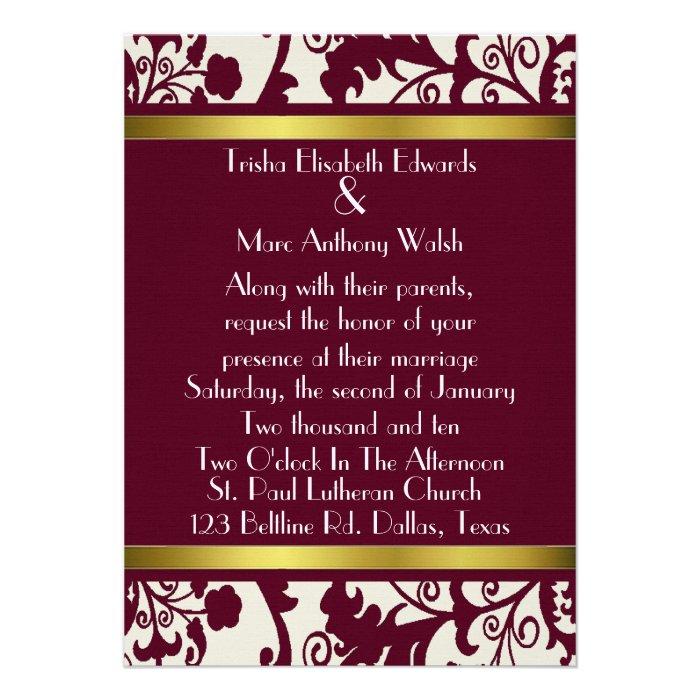 Fall Damask Wedding Invite