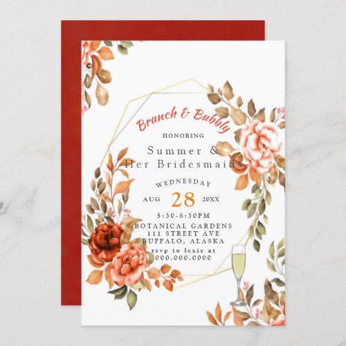 Fall Dark Red Floral Bridesmaids Luncheon Invitation