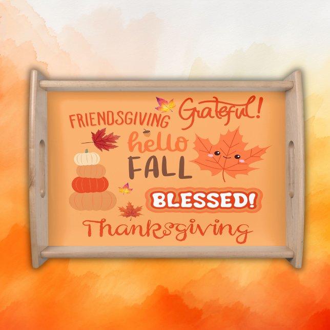 Fall Decor Pumpkin Thanksgiving on Orange | Serving Tray (Creator Uploaded)