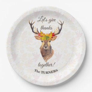 Fall Deer Let's give Thanks together Thanksgiving Paper Plates