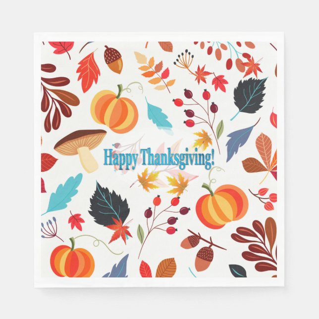 Fall delights Happy Thanksgiving Napkins (Front)