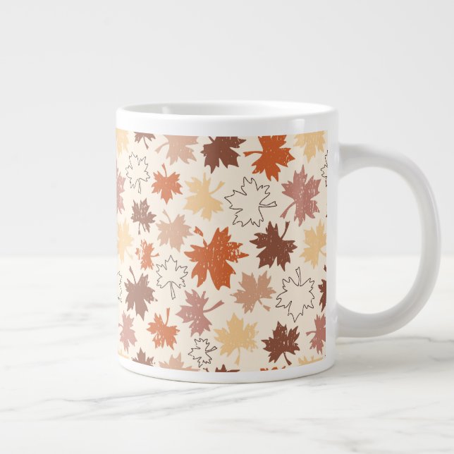 Fall design autumn natural leaves giant coffee mug (Right)