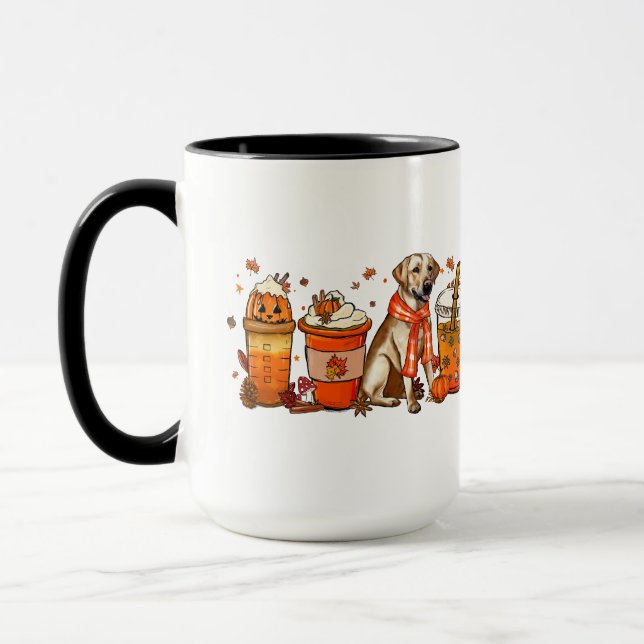 Fall Dog Coffee Mug, Labrador Dog, Fall Vibes  Mug (Left)