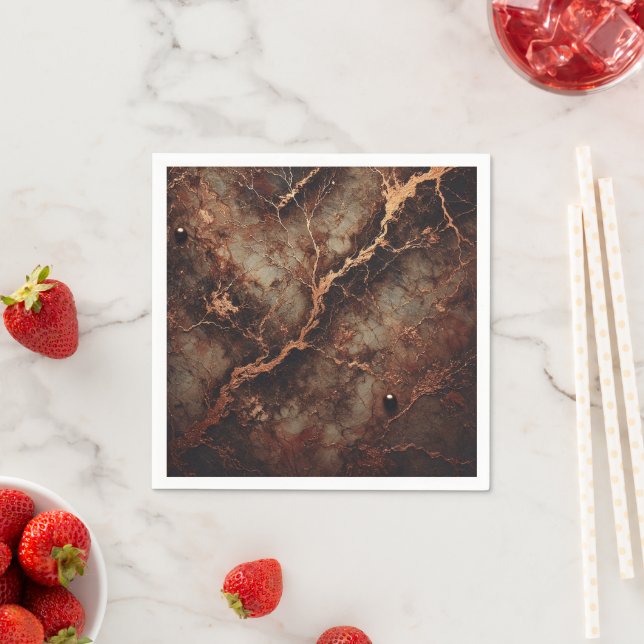 Fall Earthy Brown Marble Texture Decoupage Napkins (Insitu)