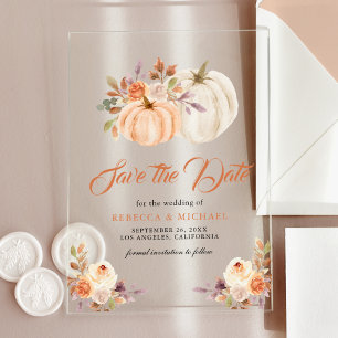 Fall Earthy Floral Pumpkin Wedding Save the Date