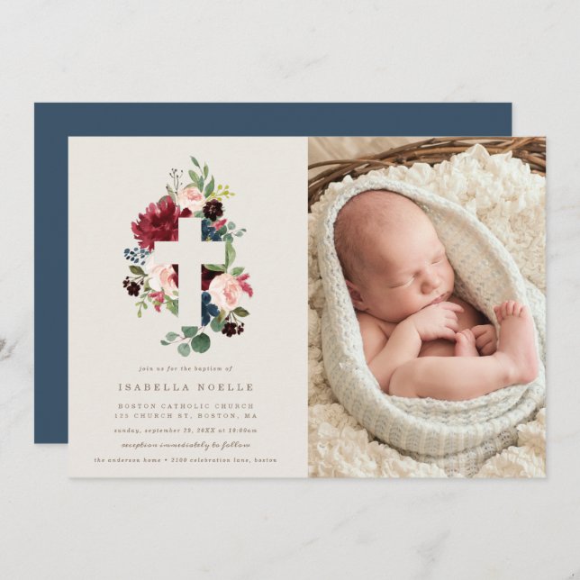 Fall Elegance Baptism Photo Invitation (Front/Back)