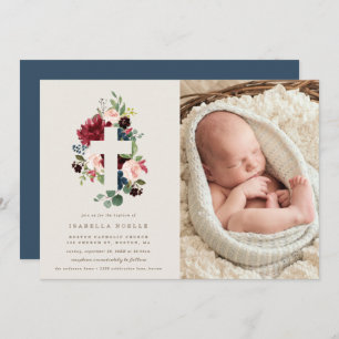 Fall Elegance Baptism Photo Invitation