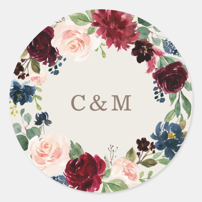 Fall Elegance Monogram Sticker Tag (Front)
