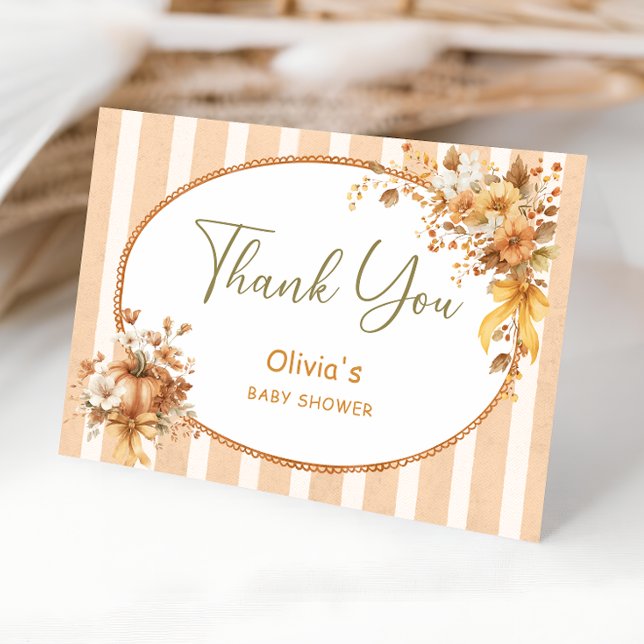 Fall Elegant Pumpkin Baby Shower Thank You Card (Creator Uploaded)