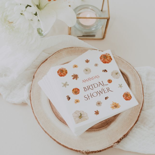 Fall Elegant Pumpkin Bridal Shower Floral Napkins (Creator Uploaded)