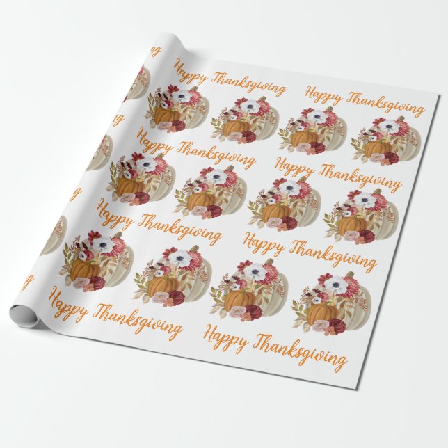 Fall Elegant Pumpkin Wrapping Paper (Unrolled)