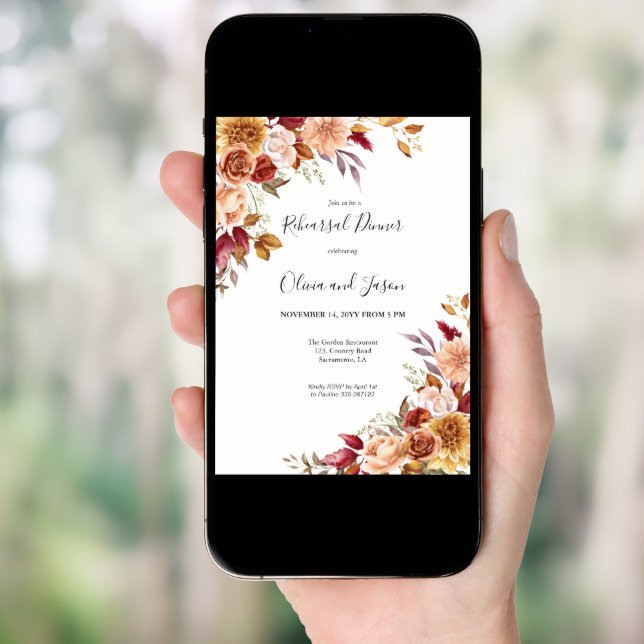 Fall elegant Rehearsal Dinner Invitation (Front Digital)