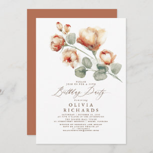 Fall Elegant Romantic Floral Birthday Invitation