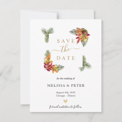 Fall elegant wedding save the date announcement