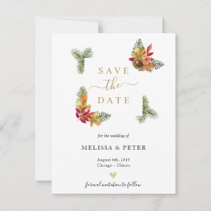Fall elegant wedding save the date announcement