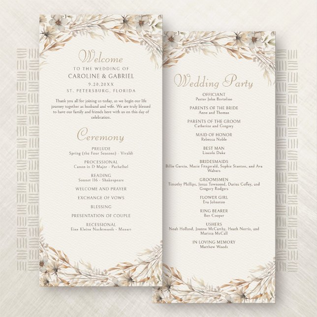 Fall Elegant Wildflowers Wedding Program (Creator Uploaded)