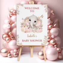 Fall Elephant Pumpkin Girl Baby Shower Welcome Foam Board