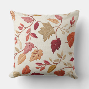 Fall Embroidered Look Throw Pillow
