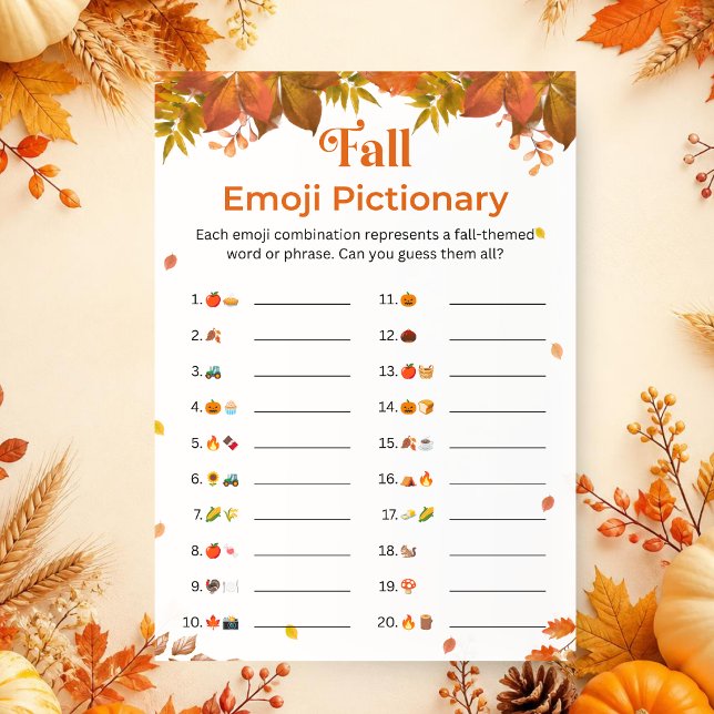 Fall Emoji Pictionary | Fall Party Game Invitation (Creator Uploaded)