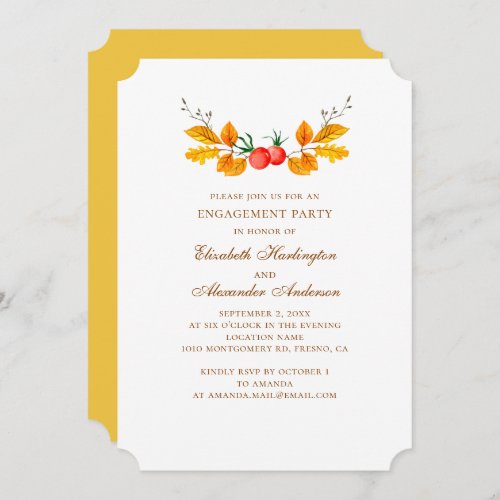 Fall engagement party Watercolor autumn wedding Invitation