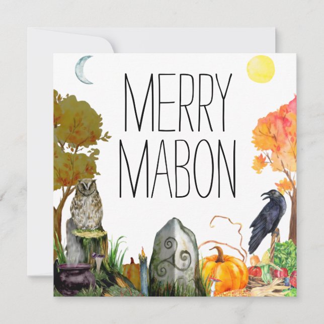 Fall Equinox Mabon Harvest Night and Day Pagan Holiday Card (Front)