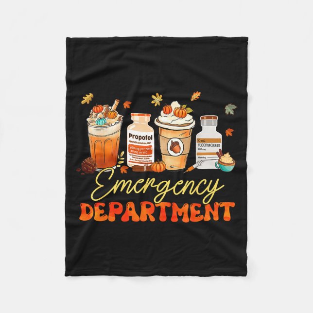 Fall Er Nurse Emergency Room Nurse School Pumpkin  Fleece Blanket (Front)