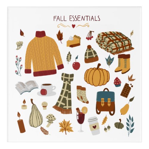 Fall Essentials Digital Drawing Acrylic Print