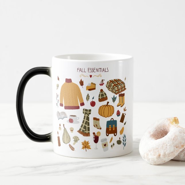 Fall Essentials Digital Drawing Color Morph Mug (With Donut)