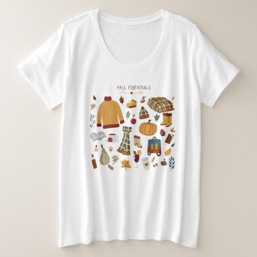 Fall Essentials Digital Drawing Plus Size T_Shirt