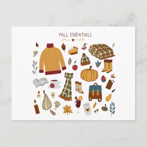 Fall Essentials Digital Drawing Postcard