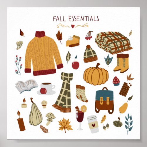 Fall Essentials Digital Drawing Poster