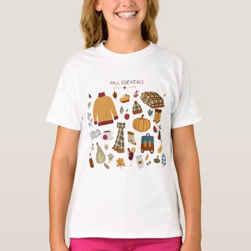 Fall Essentials Digital Drawing T_Shirt