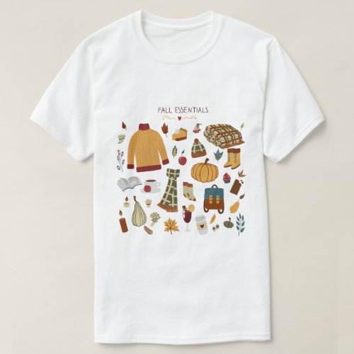 Fall Essentials Digital Drawing T_Shirt