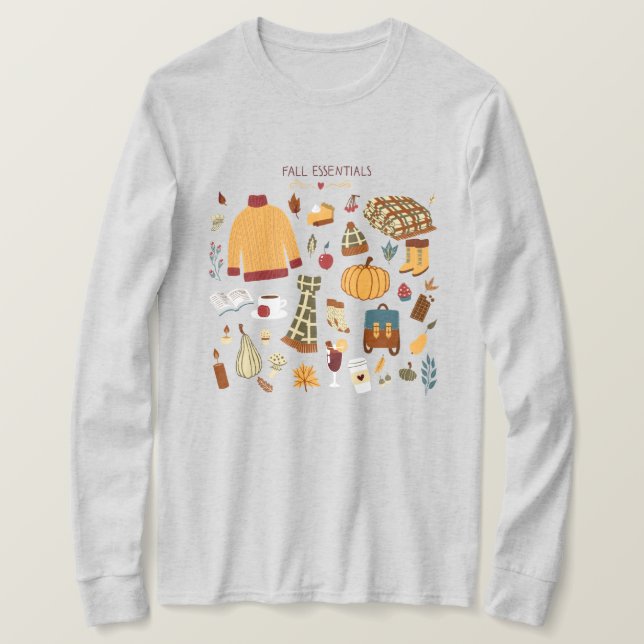 Fall Essentials Digital Drawing T-Shirt (Design Front)