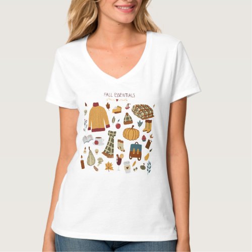 Fall Essentials Digital Drawing T_Shirt