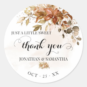 Fall Eucalyptus Autumn Wedding Thank You Gift Classic Round Sticker