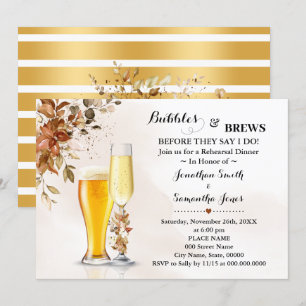 Fall Eucalyptus Bubbles & Brews Rehearsal Dinner Invitation