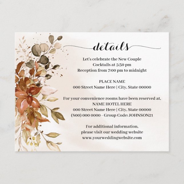 Fall Eucalyptus Fall Wedding Details Enclosure Card (Front)