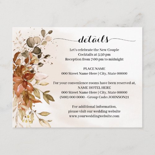 Fall Eucalyptus Fall Wedding Details Enclosure Card