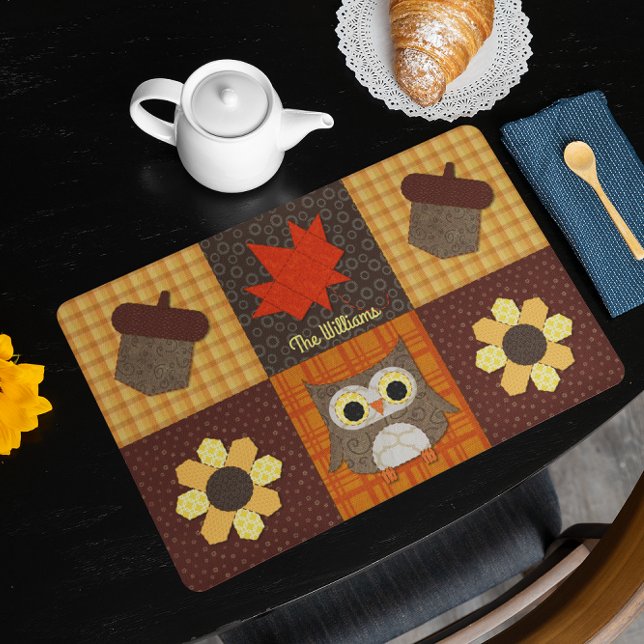 Fall Fabric Quilt Collage Personalized Placemat (Creator Uploaded)