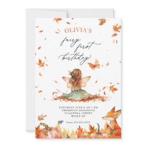 Fall Fairy and Fox First Birthday Invitation