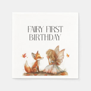 Fall Fairy First Birthday Thank You with a Fox Napkins