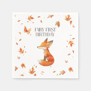 Fall Fairy First Birthday Thank You with a Fox Napkins