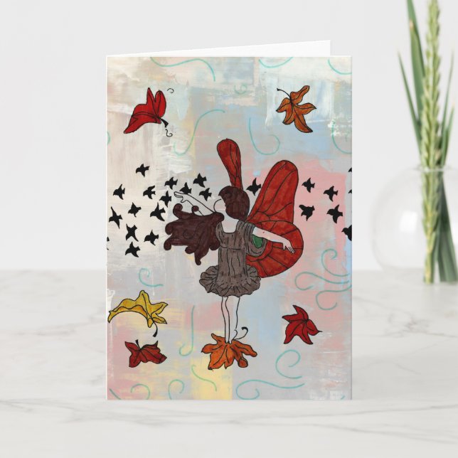 Fall Fairy Greeting Card (Blank Inside) (Front)