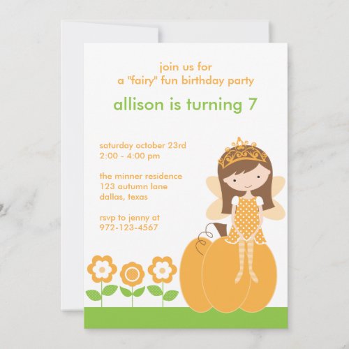 Fall Fairy Princess Invitations
