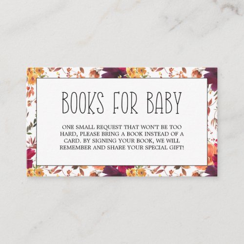 Fall Fall Floral Books for Baby Enclosure card